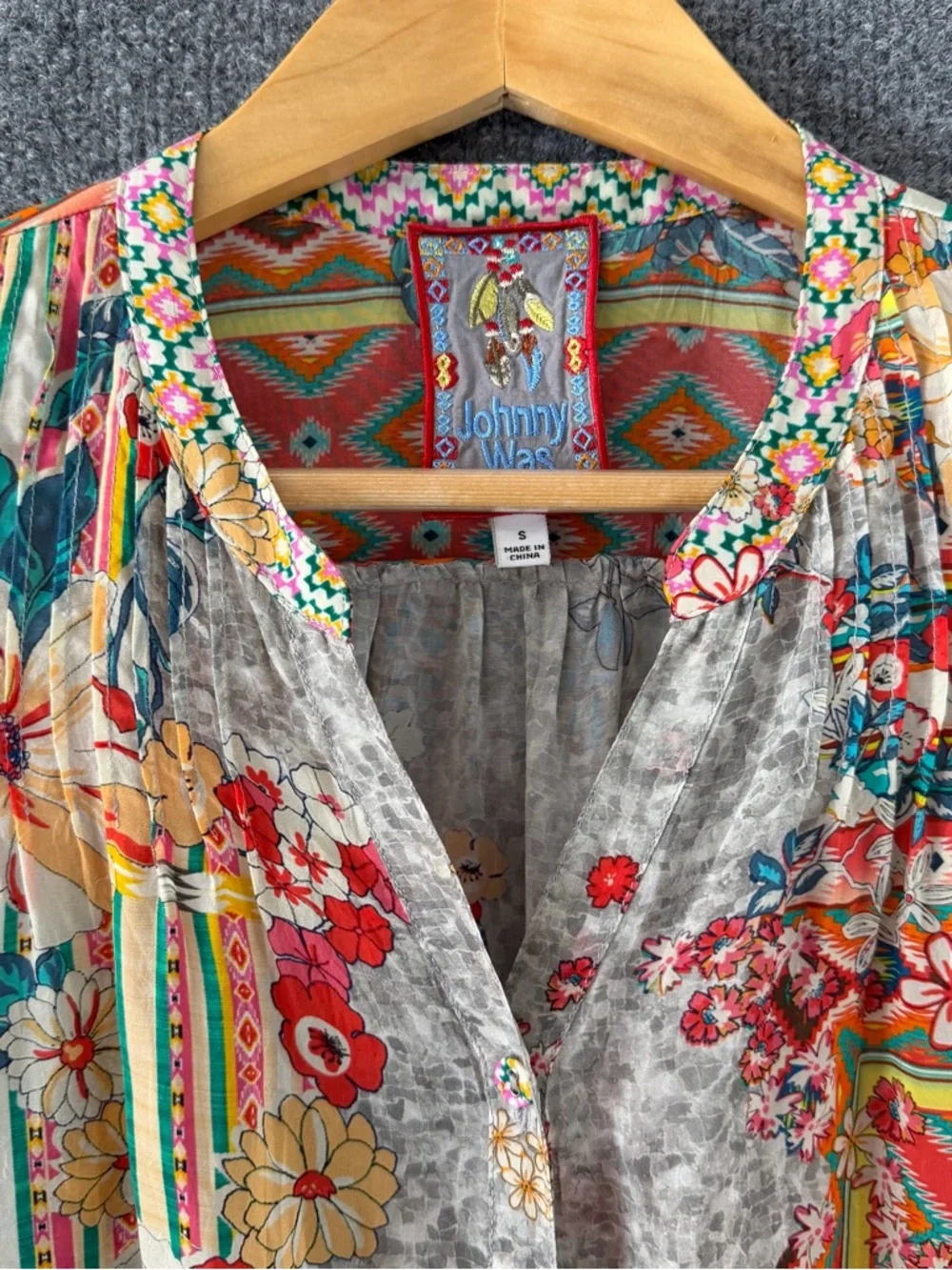 Johnny Was Womens Ludi Blair Button Up Tunic Top Size Small Multicolor Boho - Picture 6 of 10